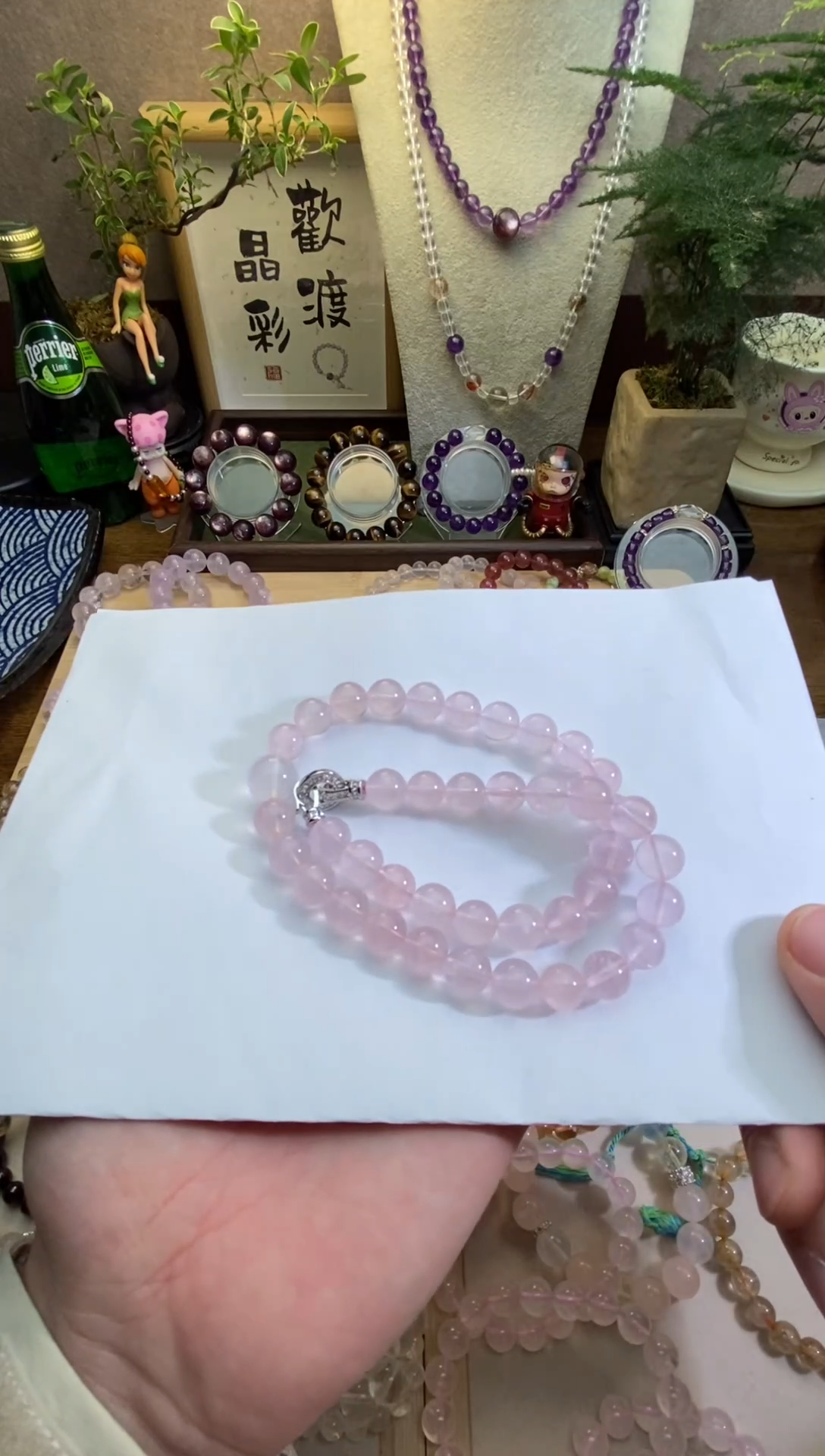 颈饰未镶嵌水晶欢渡出品粉水晶锁骨链