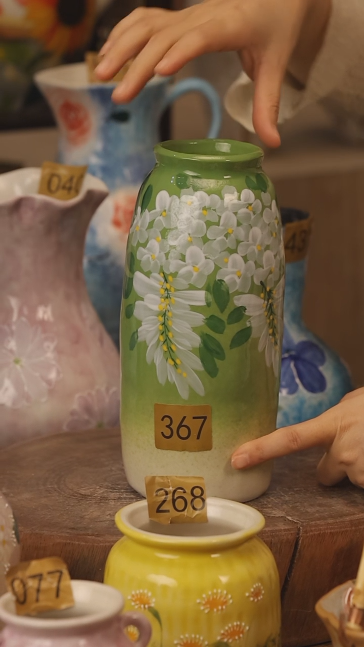 陶瓷景德镇设计师手作花器摆件侘寂风@M367@