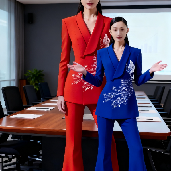 （25802-3）松鹤延年重工刺绣套装显瘦气质长袖时尚收腰修身秋冬