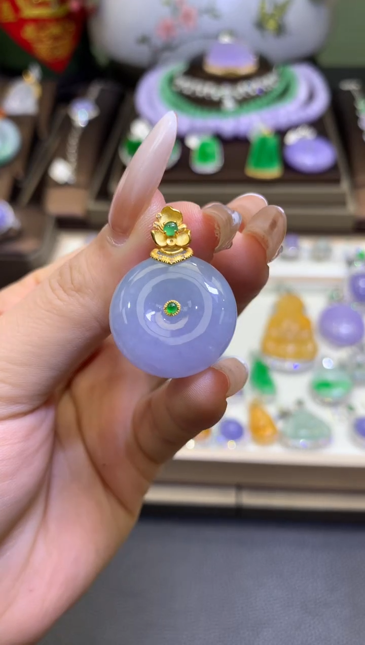 【闪购商品】翡翠颈饰18K金镶嵌翡翠A货