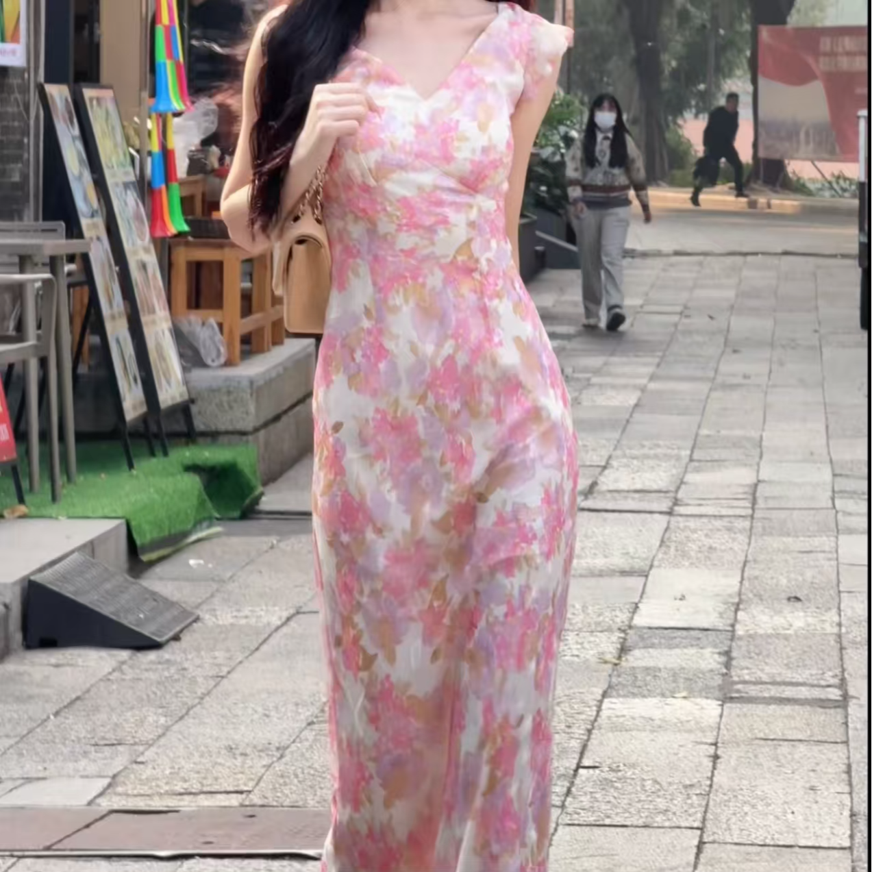 【大金】花楹春季新款高级法式气质显瘦鱼尾连衣裙-YL11297