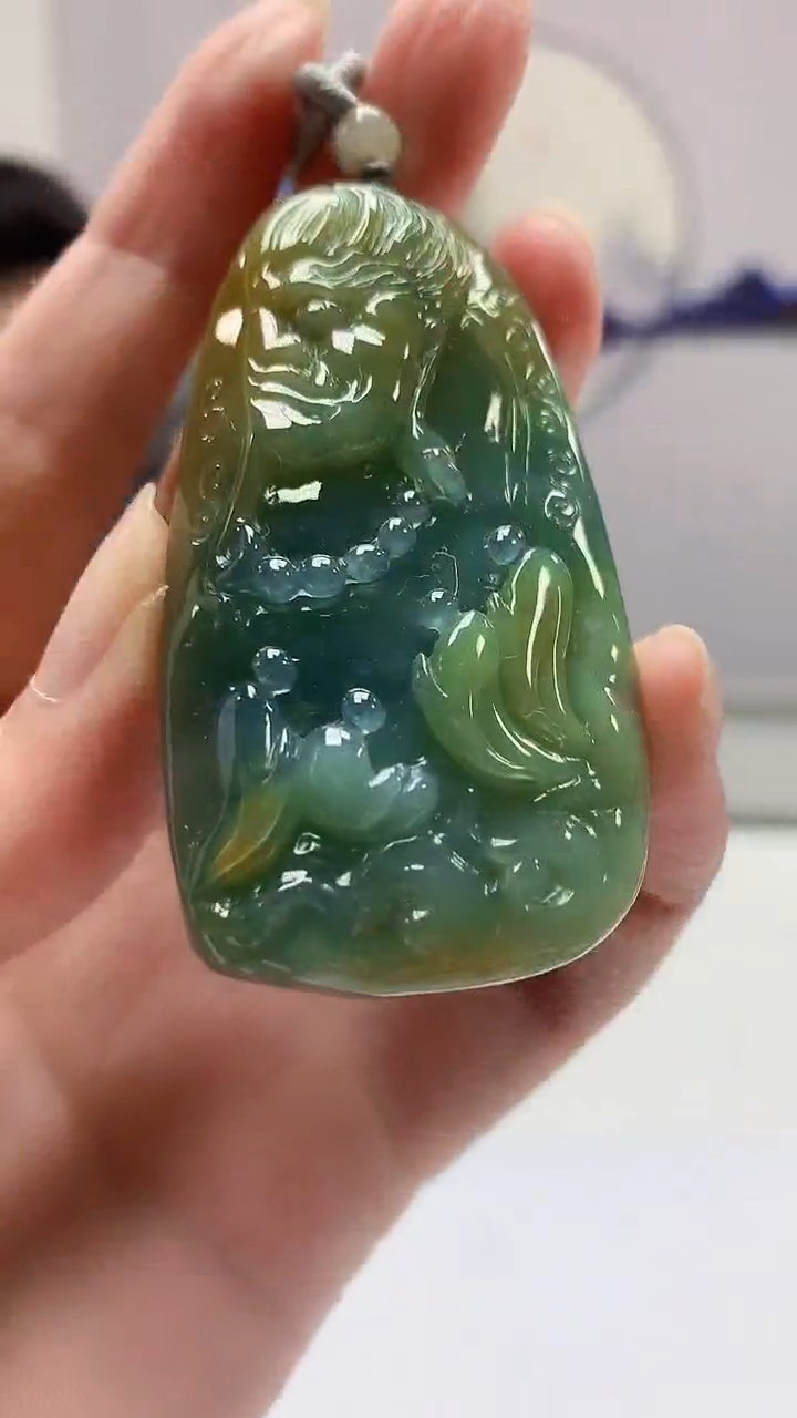 【闪购商品】定制翡翠未镶嵌5060zm-毛货挂件38