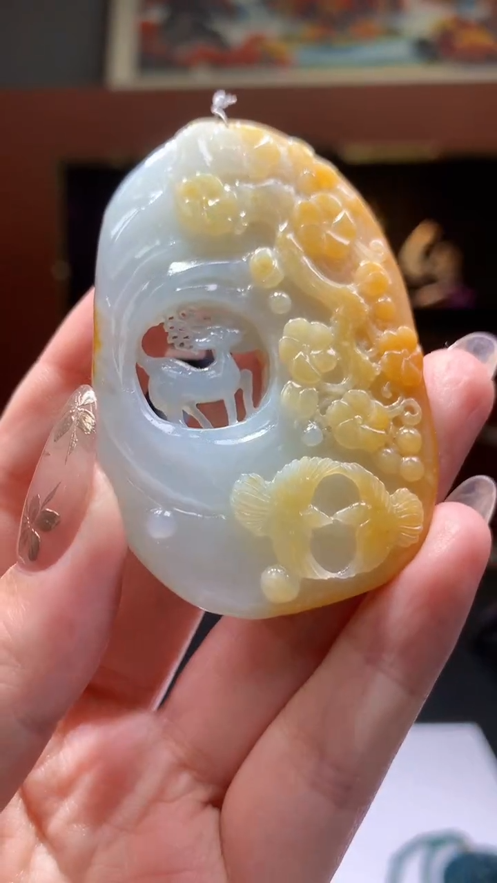 【闪购商品】定制翡翠未镶嵌8037yx-毛货挂件44