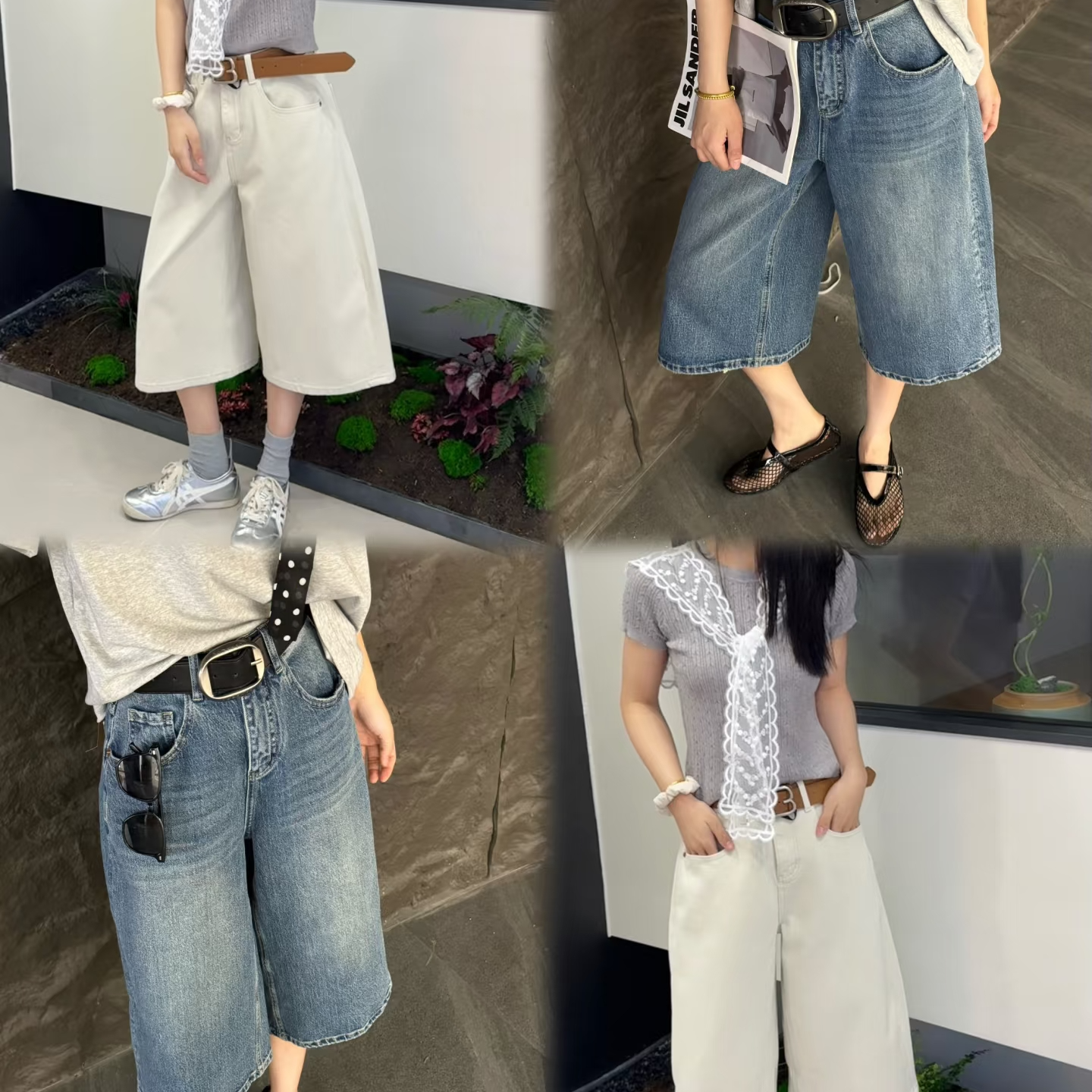 JIUYUE玖月六分牛仔裤女定制超薄面料欧版显瘦宽松阔腿中裤