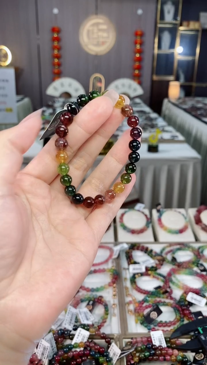 收藏级老矿碧玺单圈手串7mm+未镶嵌碧玺hon多样性发货一条