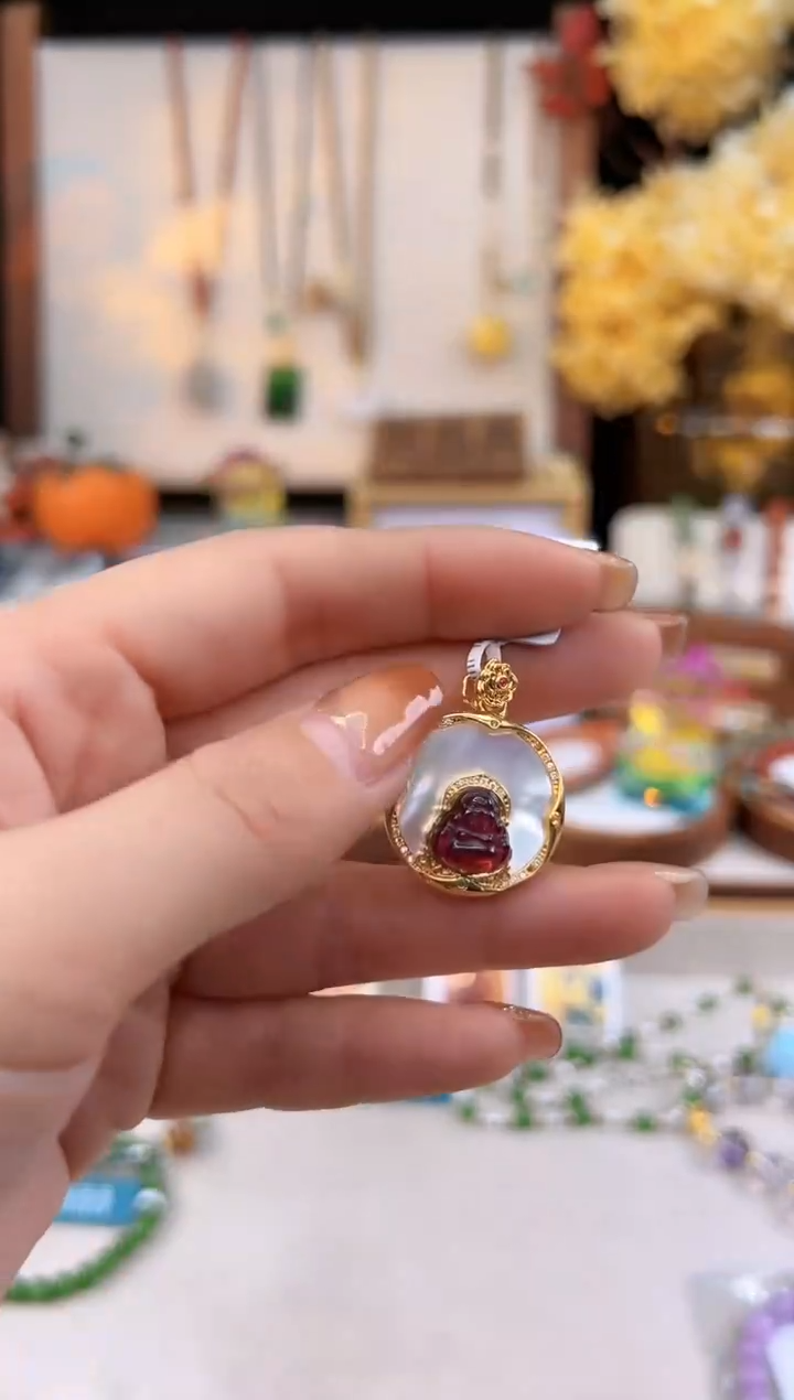 【闪购商品】石榴石颈饰18K金镶嵌@@F906E015386