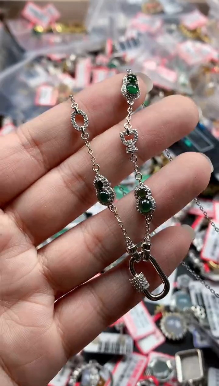 银S925镶嵌戒指翡翠天然A货缅甸翡翠