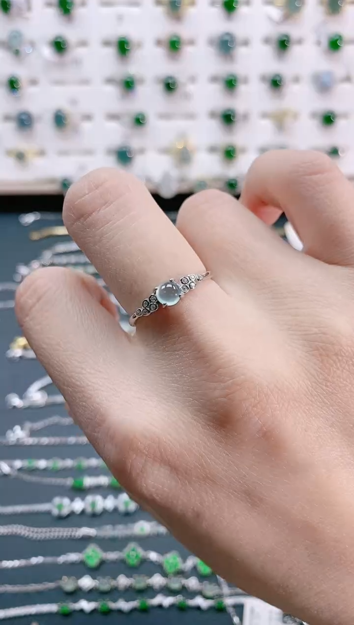 【闪购商品】翡翠戒指银S925镶嵌天然翡翠