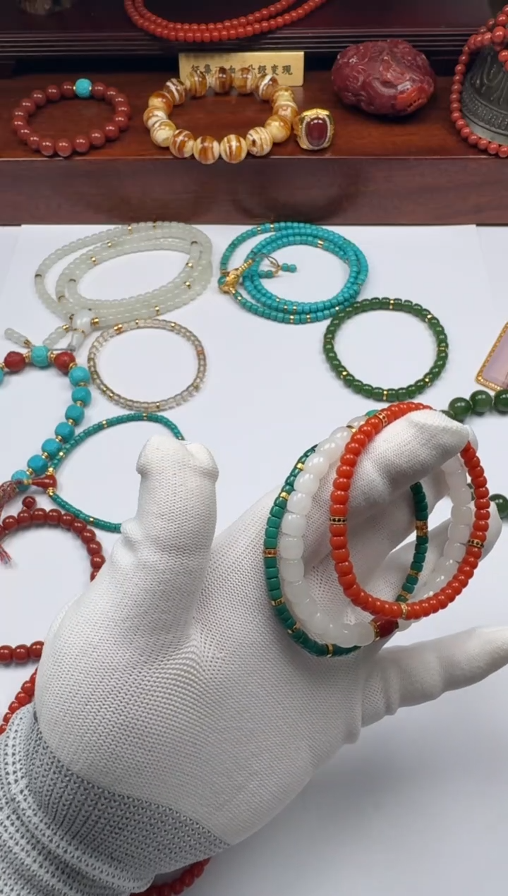 【闪购商品】和田玉（白玉）手串手串18K金镶嵌手串手串