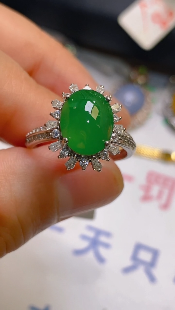 【闪购商品】翡翠耳饰银S925镶嵌天然A货翡翠1