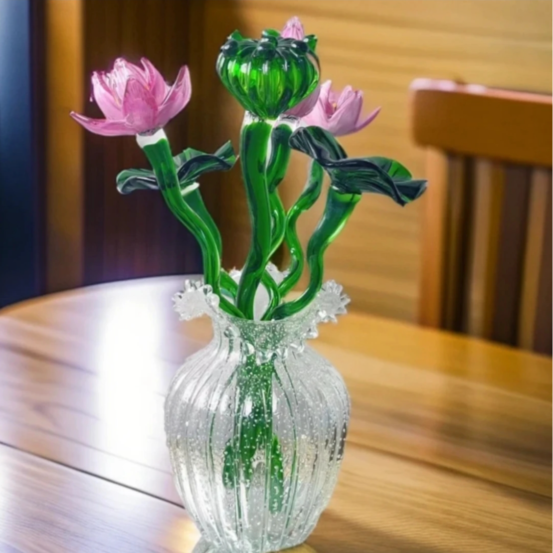 Z6支荷花组合（不带花瓶）夜光琉璃荷花“好运连连”幸福美满家居摆件
