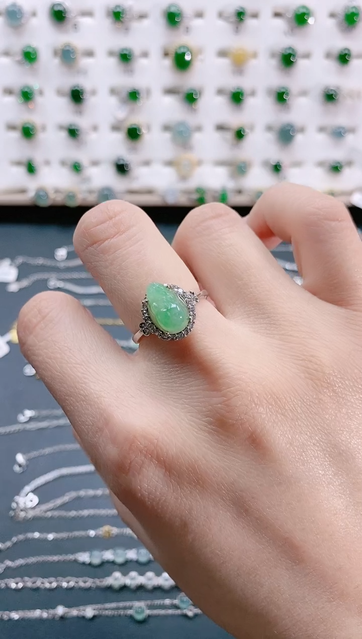 【闪购商品】翡翠戒指银S925镶嵌天然翡翠