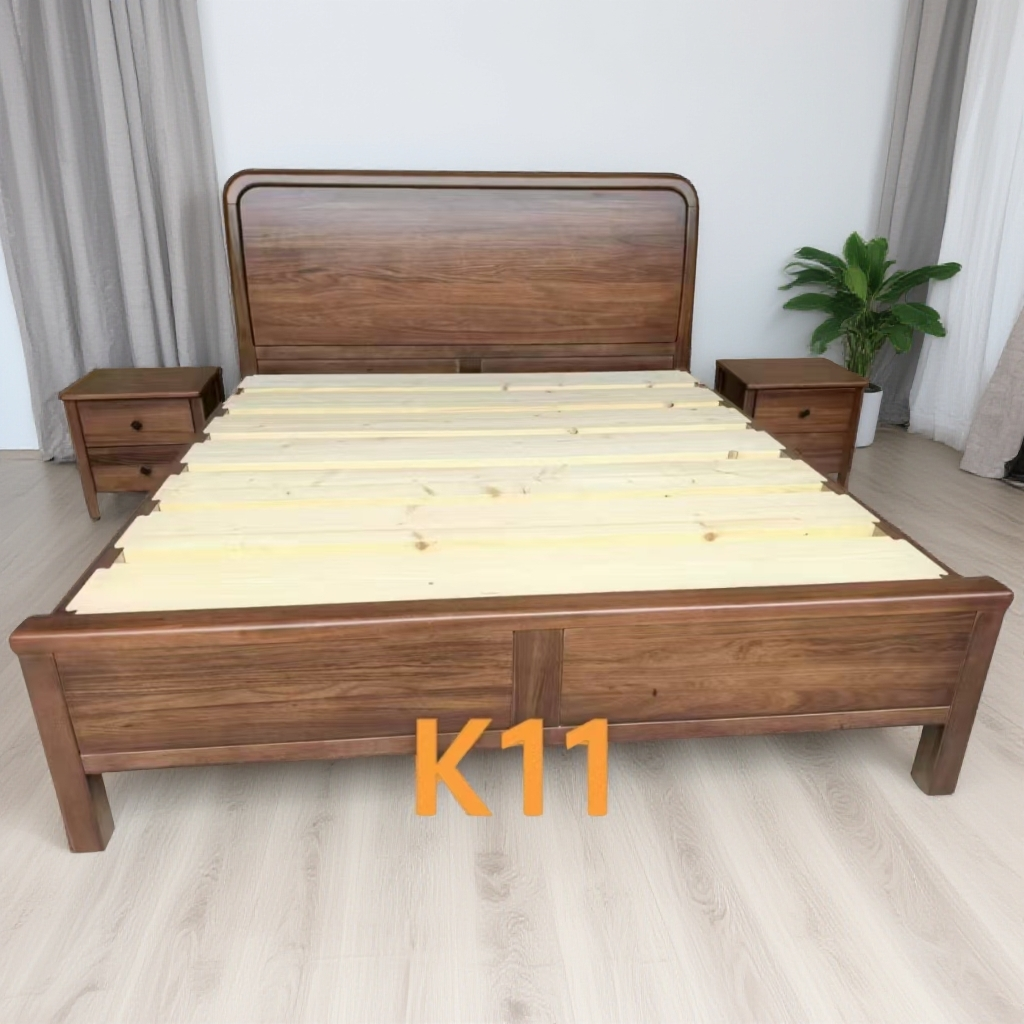 黑胡桃家用储物柜美式简约双人大床成套