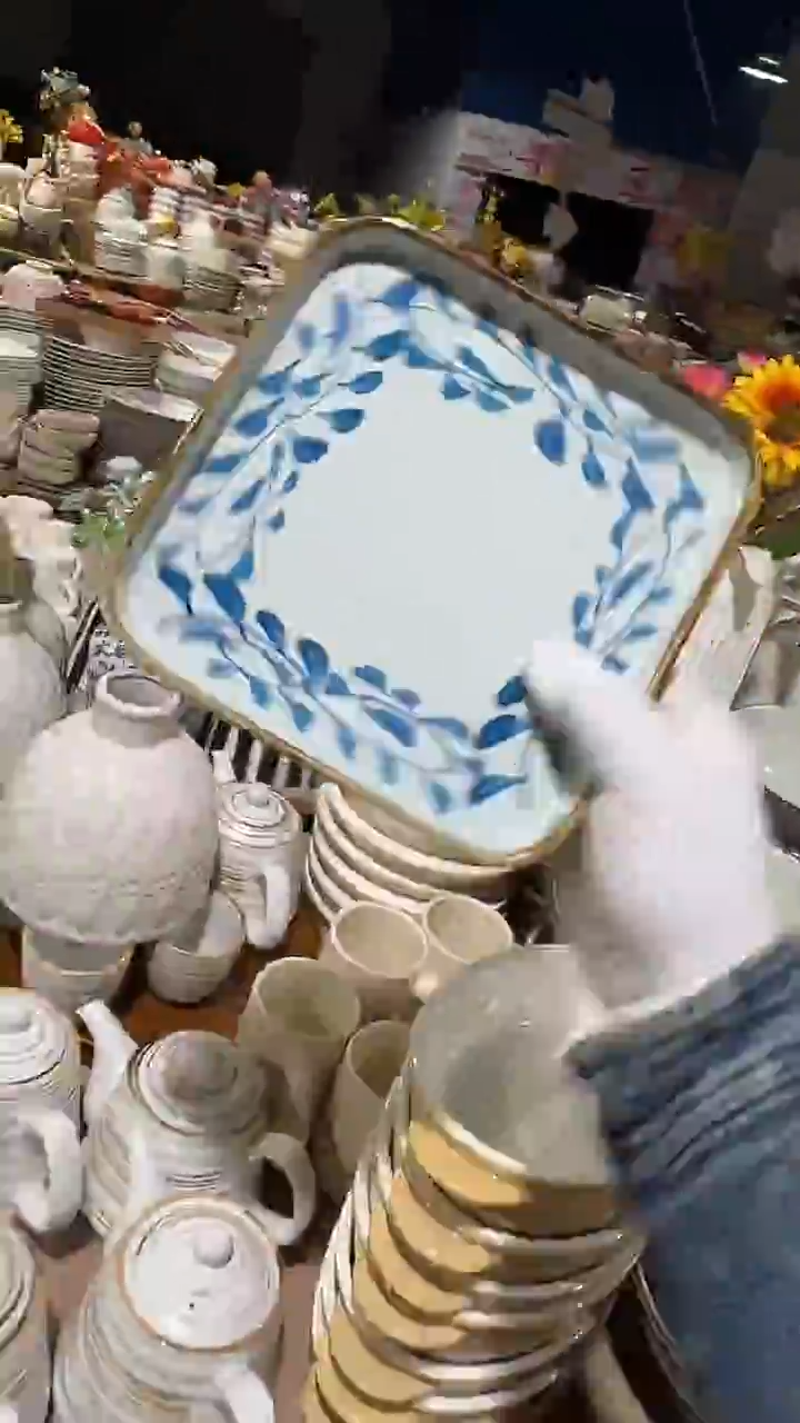 陶瓷钩藤方盘微瑕 凑满20元包邮