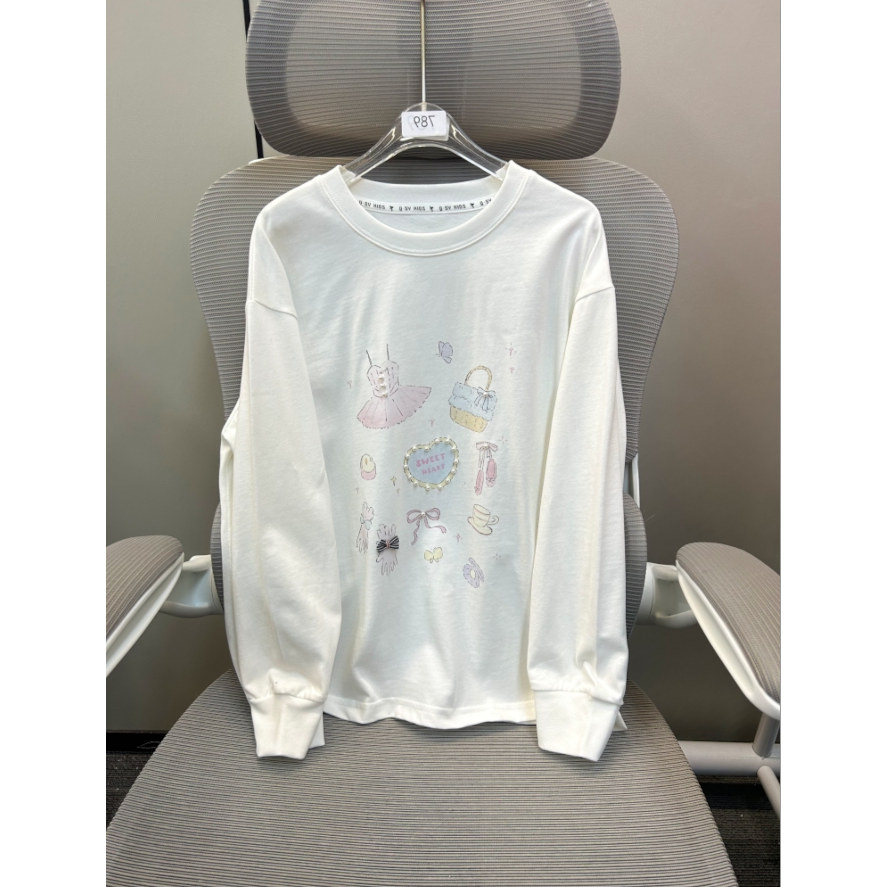 【现货】2025春钉珠爱心卡通圆领T恤打底衫 D229 229 R Q