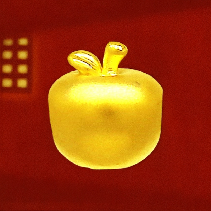 CBAI/菜百QHD 足金饰品 苹果造型转运珠寓意平安