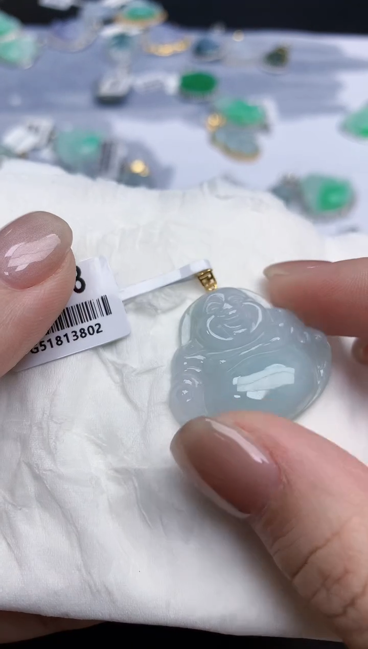 【闪购商品】翡翠颈饰18K金镶嵌天然缅甸翡翠A货