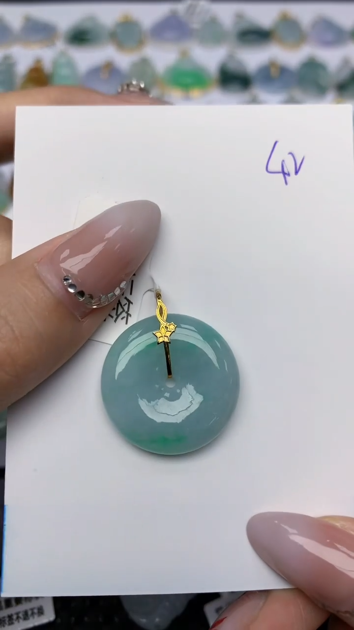 【闪购商品】翡翠颈饰18K金镶嵌天然翡翠a货42