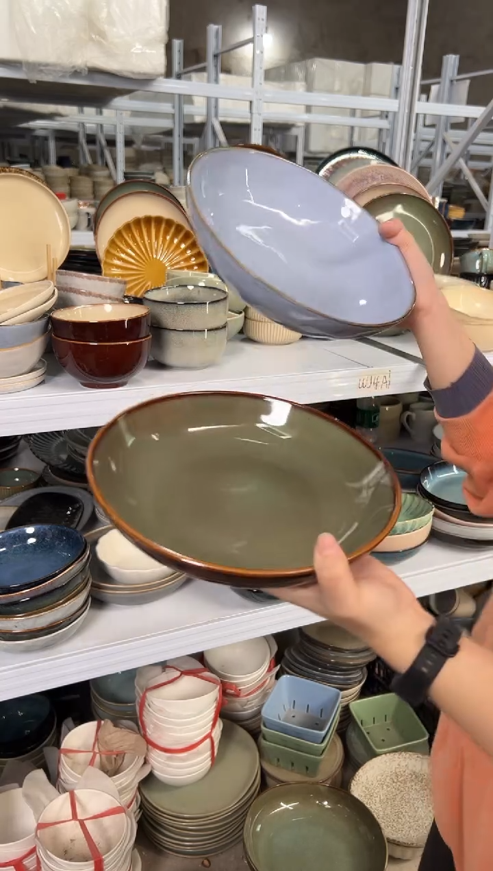 陶瓷外贸尾货瑕疵满20包邮X2深盘组合