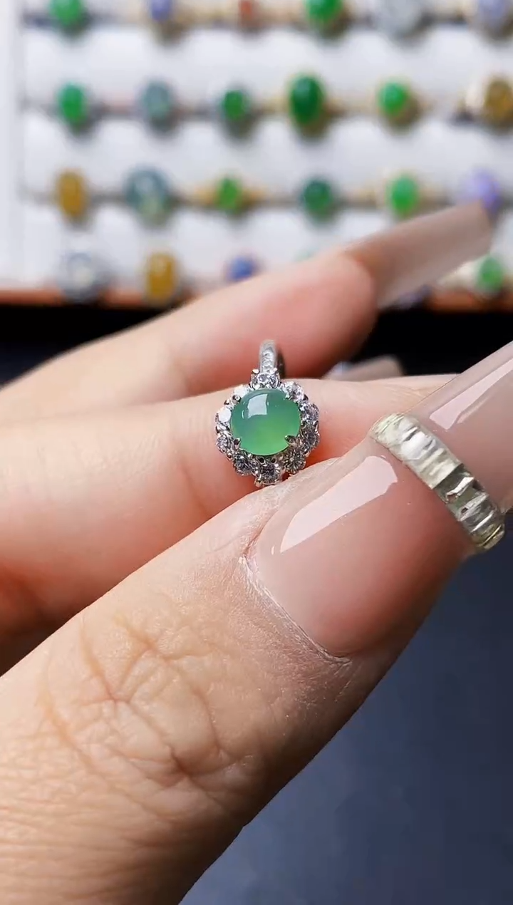 银S925镶嵌戒指翡翠1397