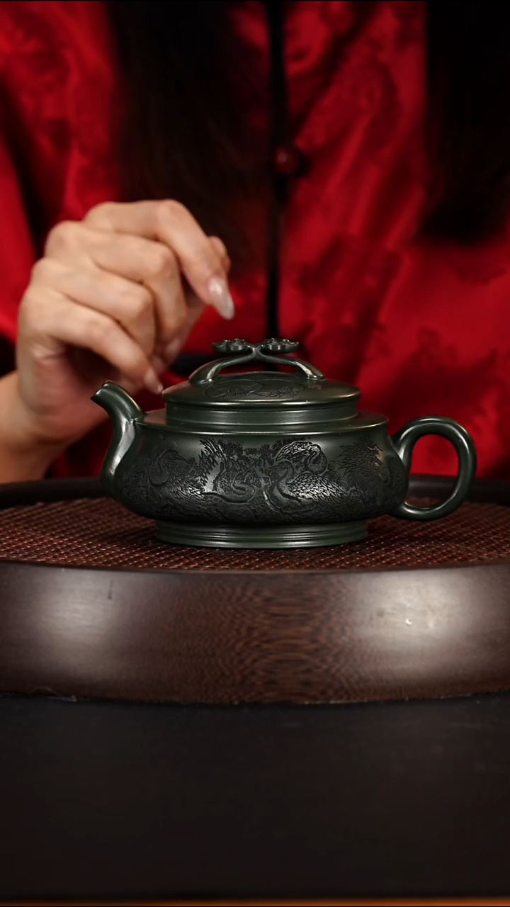 茶壶紫砂宜兴紫砂壶景舟民国绿泥如意280cc