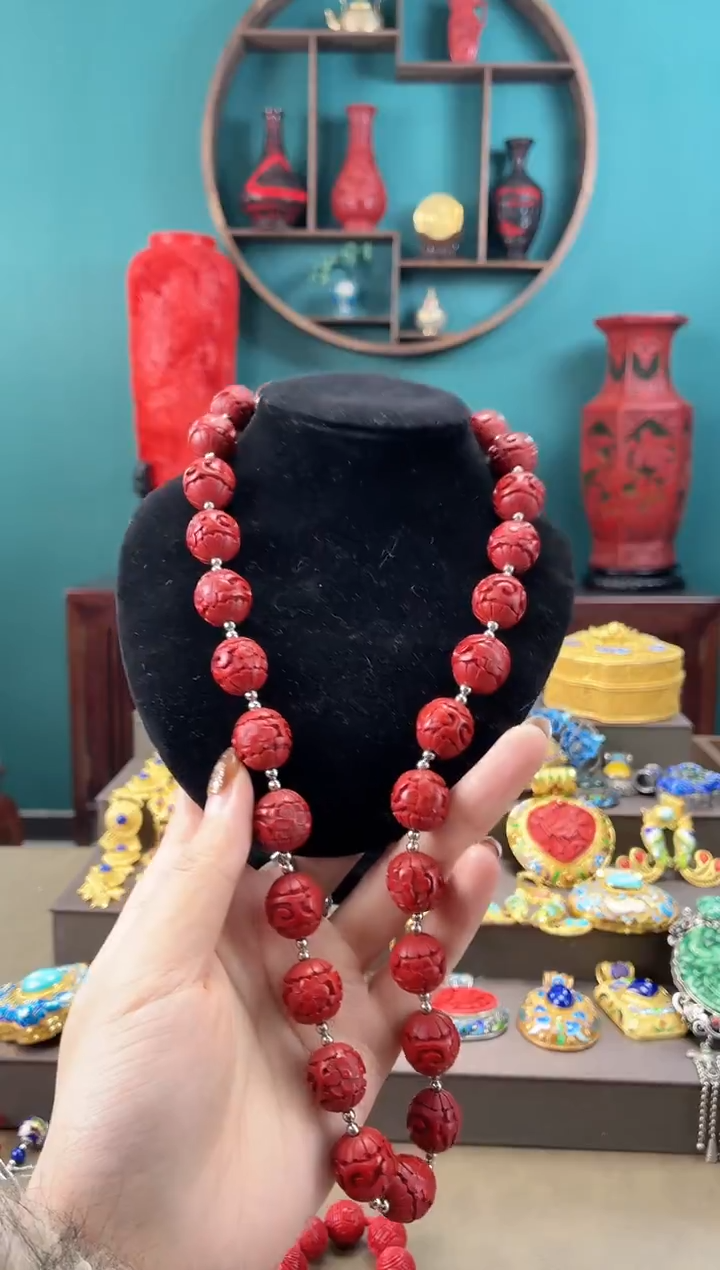 非遗手工雕漆精品珠链28颗