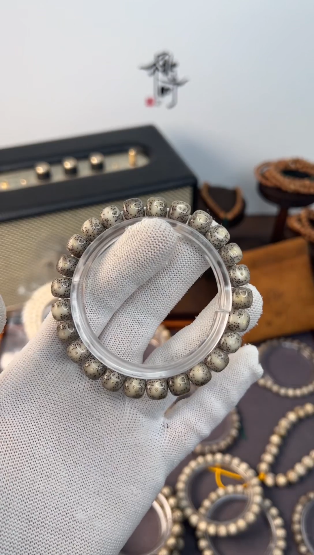 手串星月菩提海南同枝果石玉料冰糖月留白9*8