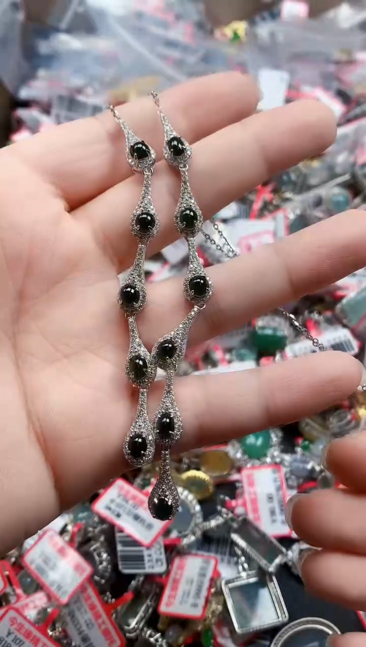 银S925镶嵌戒指翡翠天然A货缅甸翡翠
