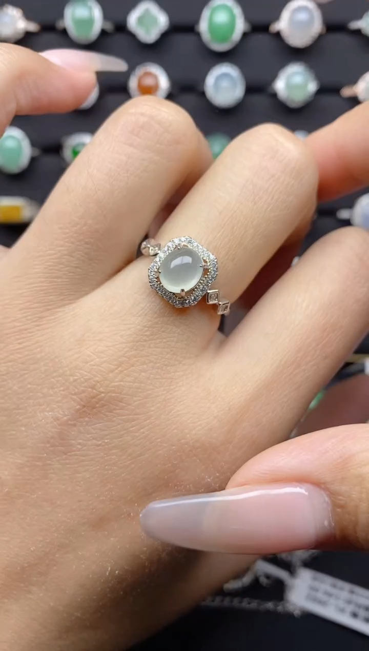 【闪购商品】翡翠戒指银S925镶嵌S925银镶嵌翡翠戒指