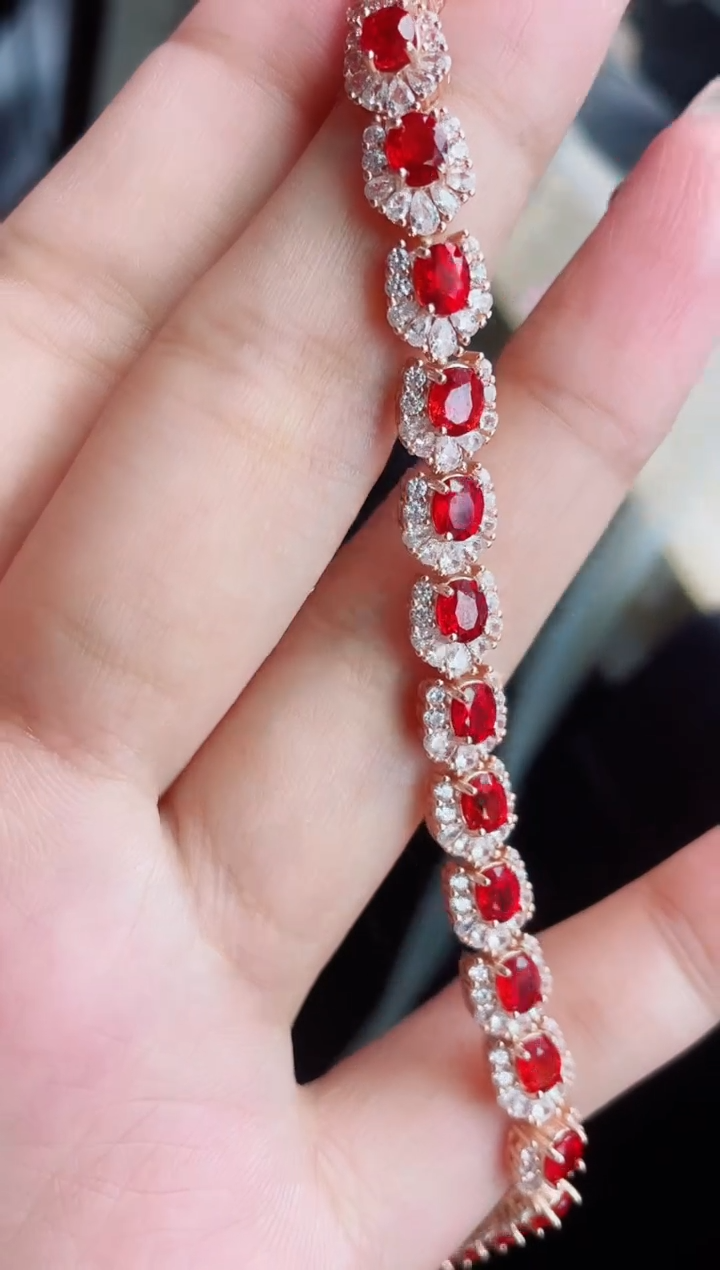 【闪购商品】彩色蓝宝石手链银S925镶嵌手链