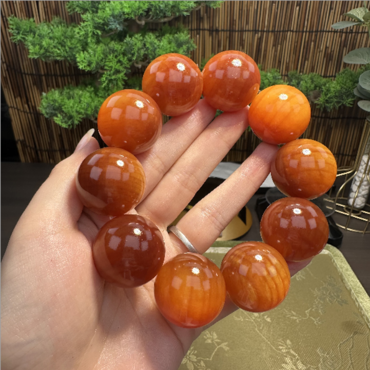 【唯真文玩阁】1485 冰种血龙木2.5cm素圈手串