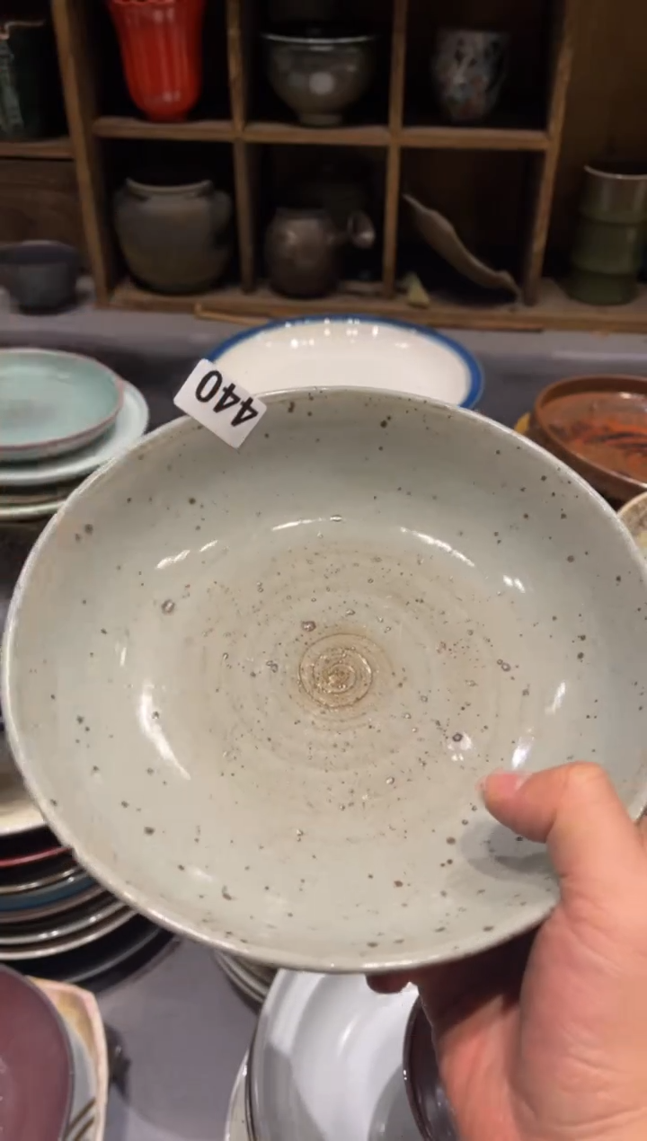 【闪购商品】瓷片440 灰麻点锅盘1个