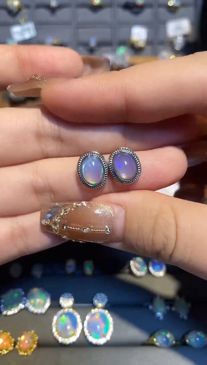 【闪购商品】欧泊耳钉合金耳钉