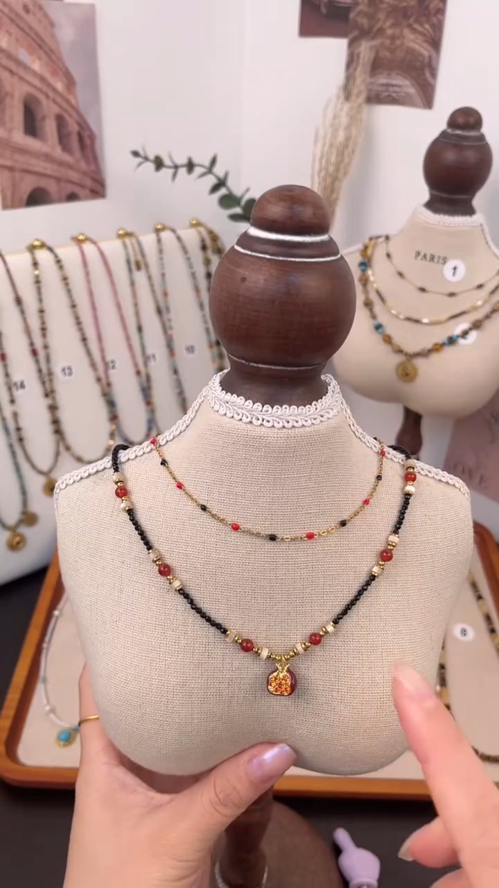 项链钛钢石英质玉1号