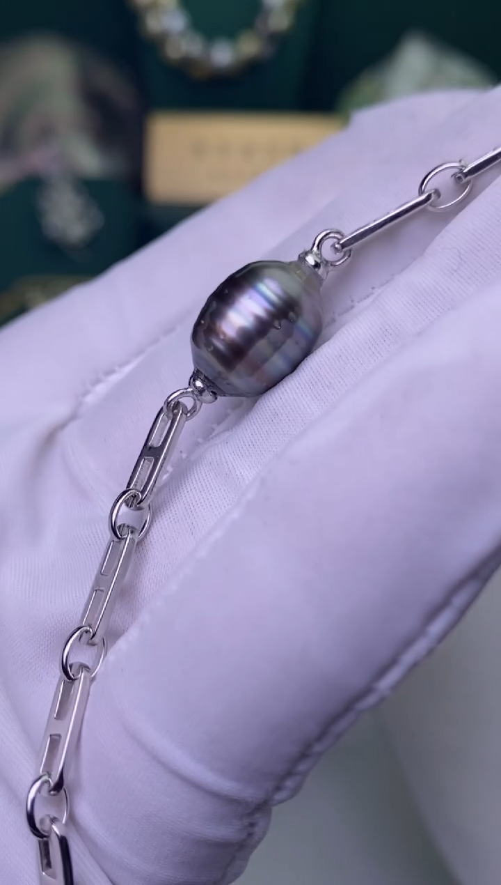 【闪购商品】海水珍珠手链银S925镶嵌11-12