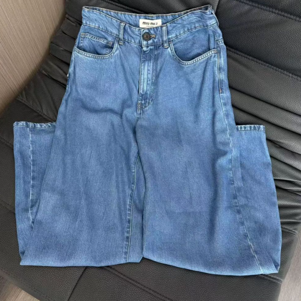 99新 MIU MIU/缪缪  MIU MIU 阔腿裤牛仔裤24码