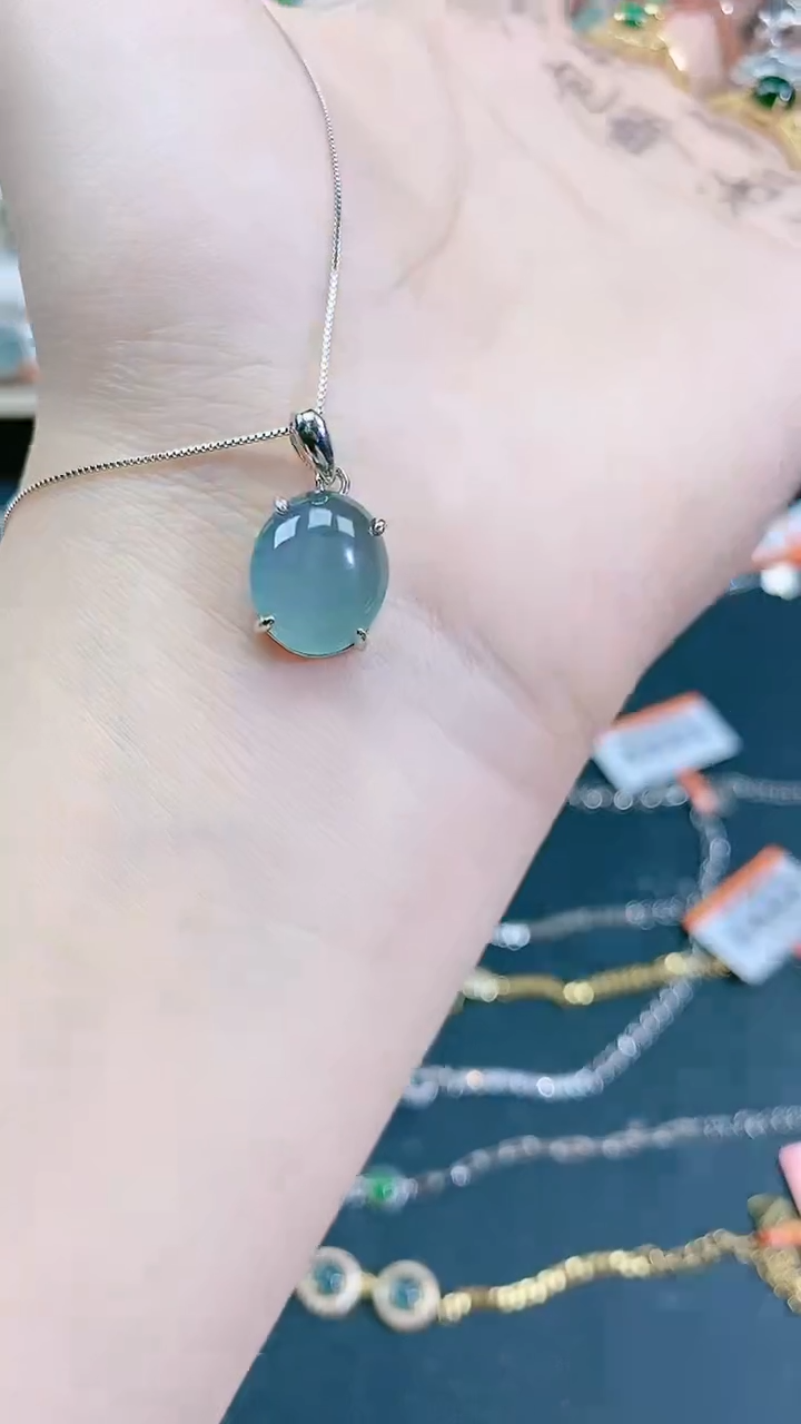 颈饰银S925镶嵌翡翠天然翡翠