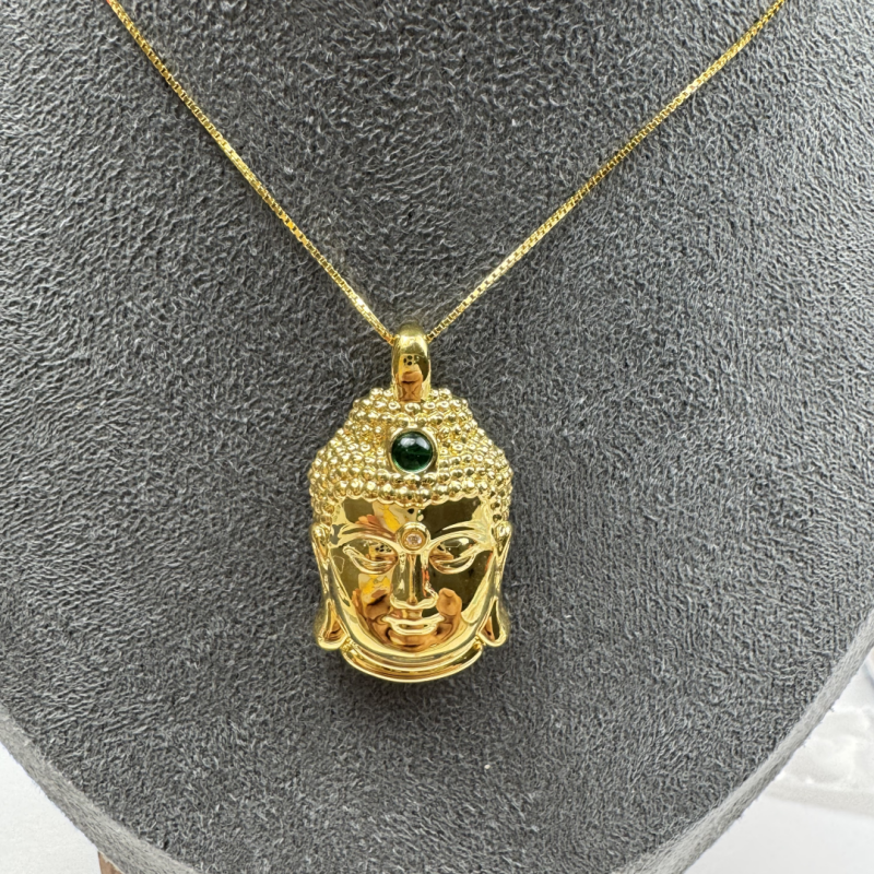 18K金 真金镶嵌佛头吊坠 编号：Z530