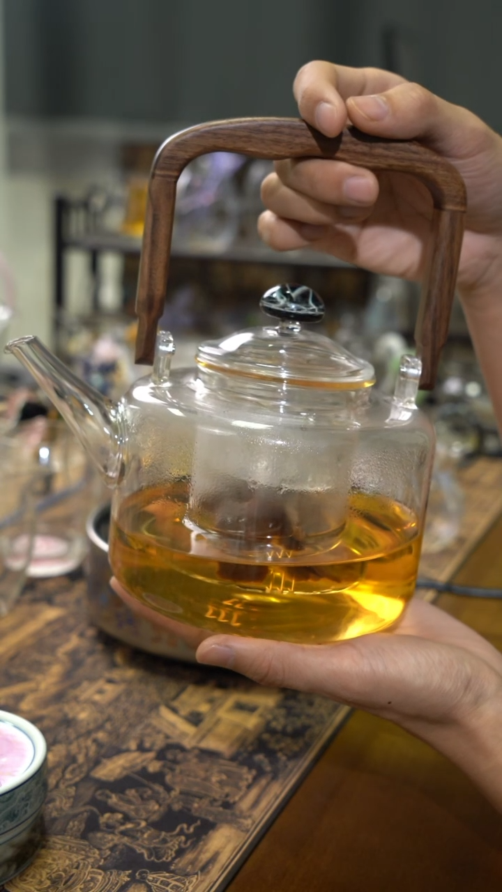 风云煮茶壶实木把手蒸煮一体 晶焱金标