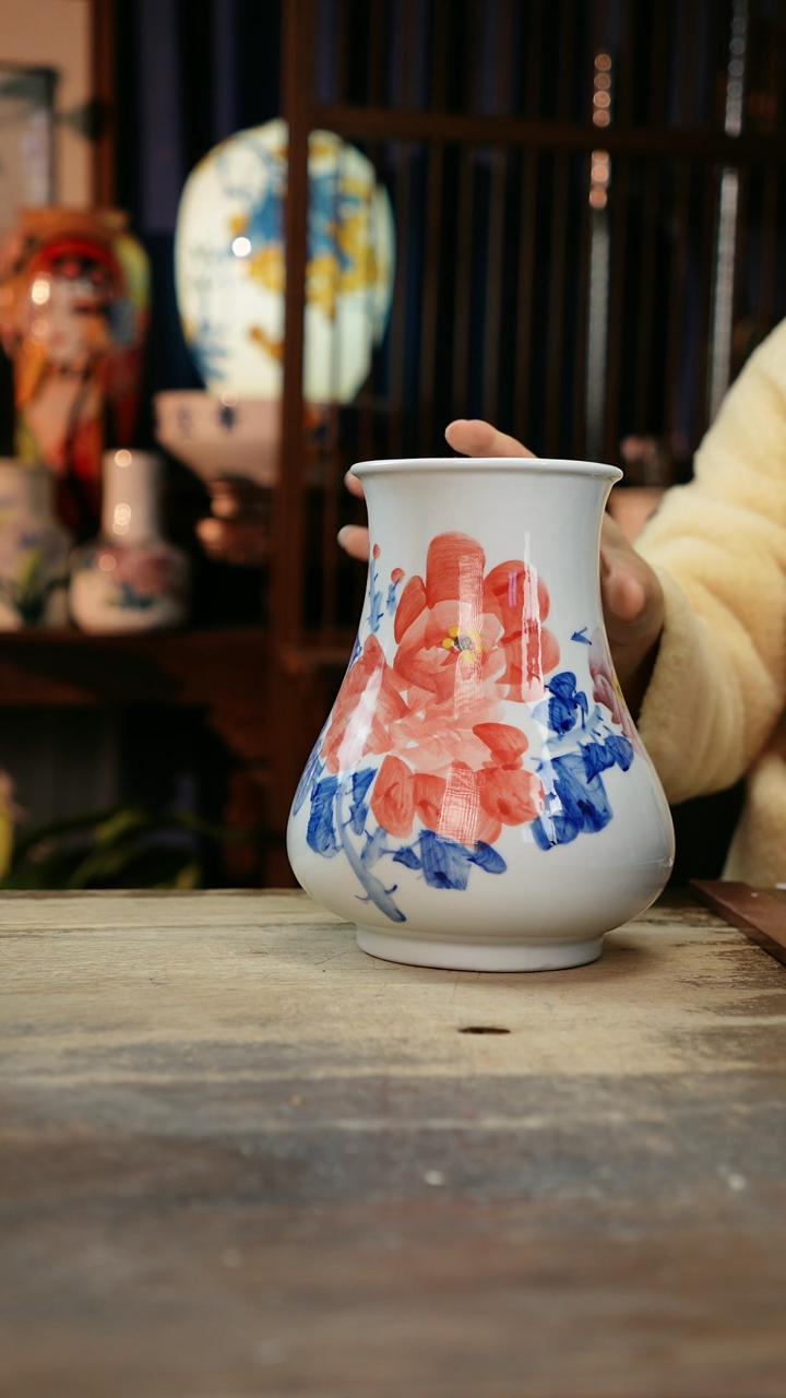 【闪购商品】瓷片景德镇纯手工釉下彩精品花瓶