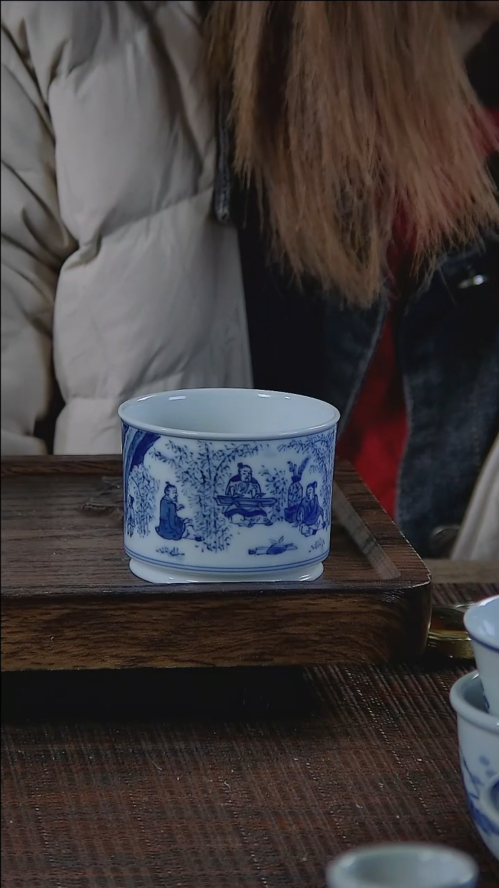 【闪购商品】折葵非器手工手绘竹林七贤直口杯