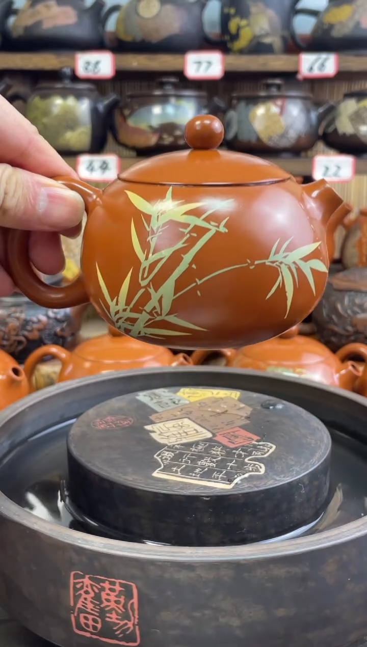 【闪购商品】壶建水紫陶复烧彩填水线壶