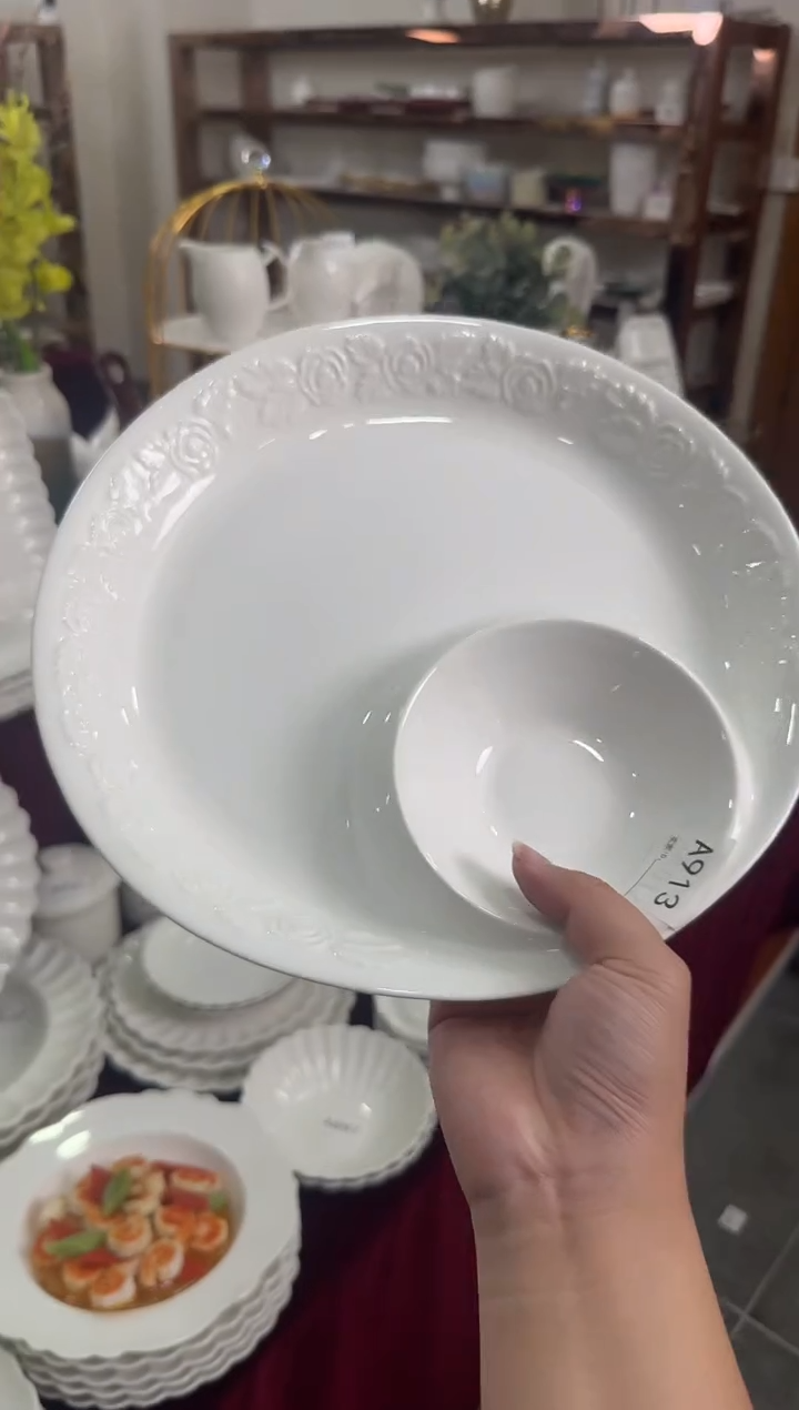 摆件陶12寸圆形饺子盘