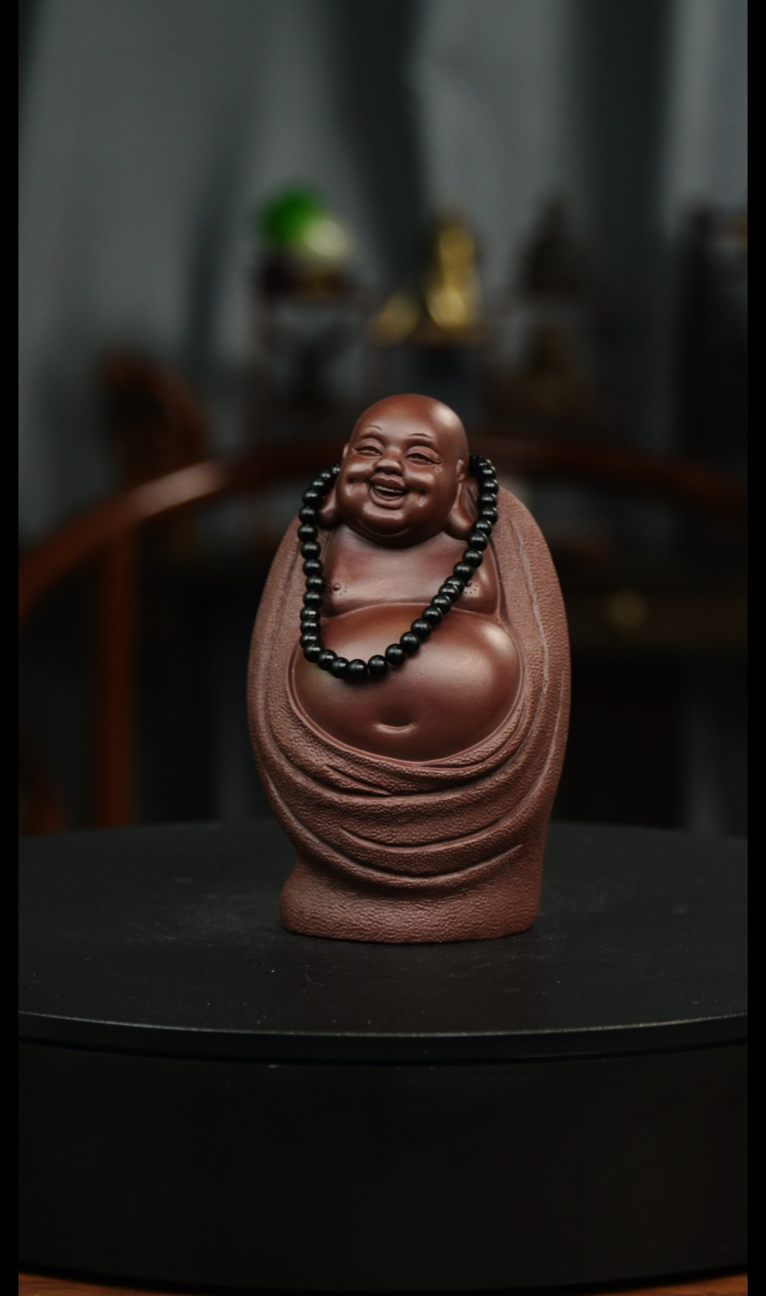 高弥勒佛（带佛珠）宜兴摆件