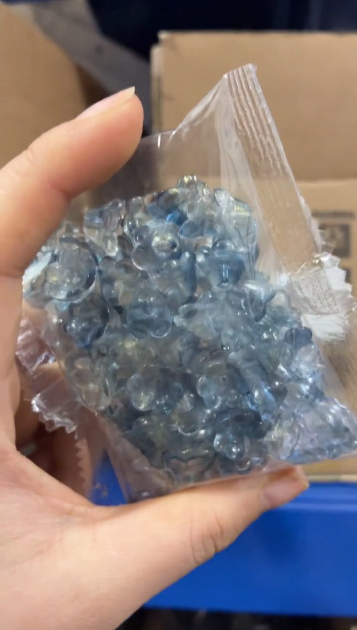 玻璃30052铃兰花100颗墨兰色