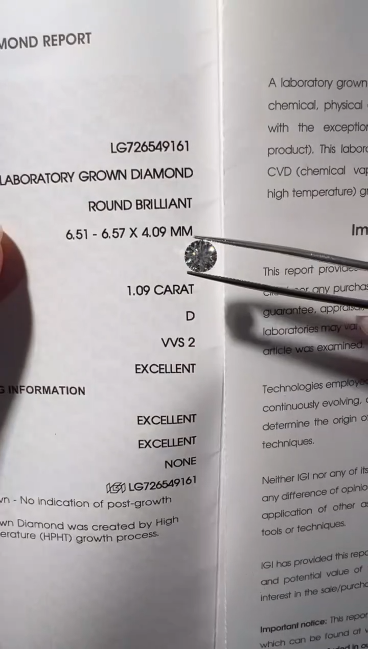 裸石合成钻石LG9161   1.09ct