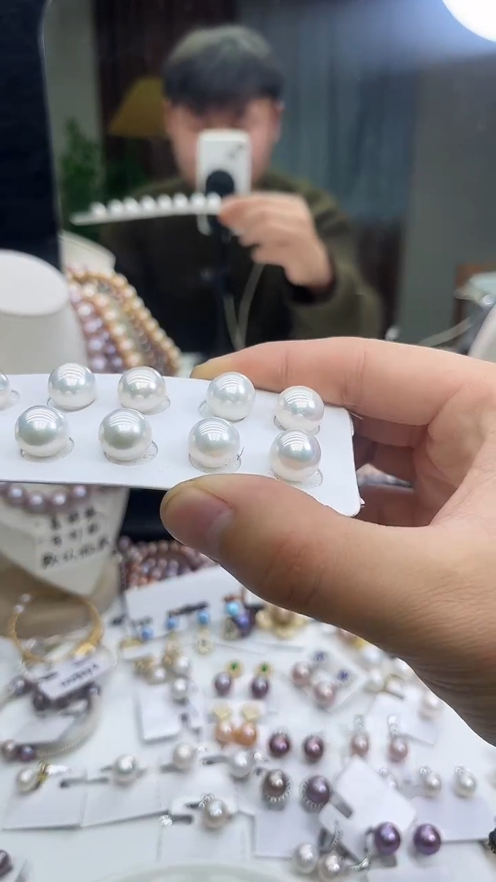 未镶嵌耳饰淡水珍珠白色系12-13mm