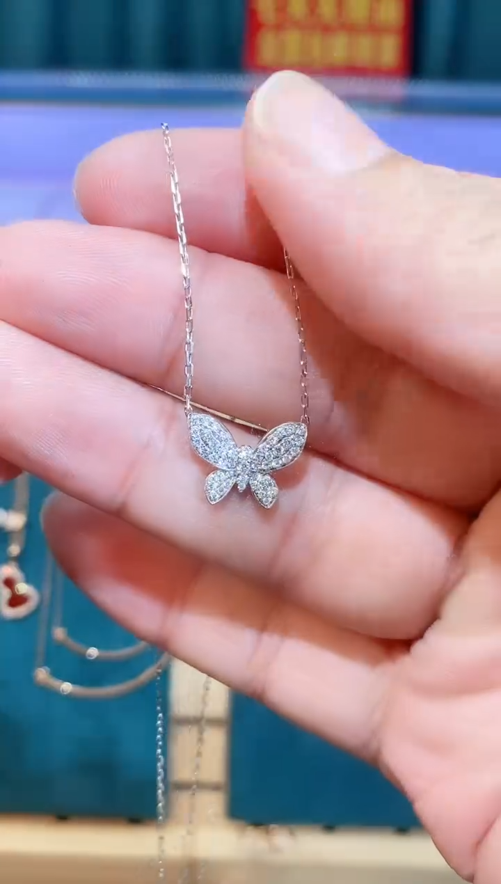 【闪购商品】钻石颈饰18K金镶嵌18K金钻石套链