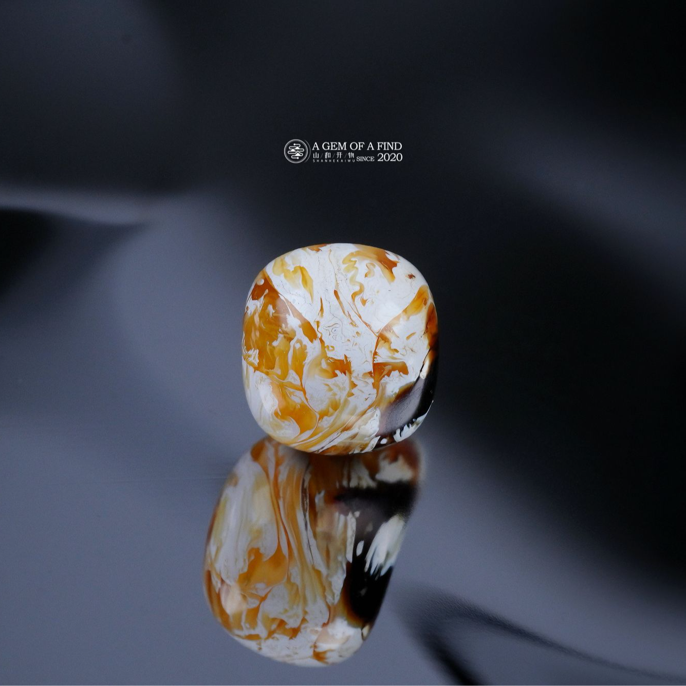 山和开物｜11.7mm金漆白金拉丝妖花沁色老型文玩配饰 天然琥珀蜜蜡