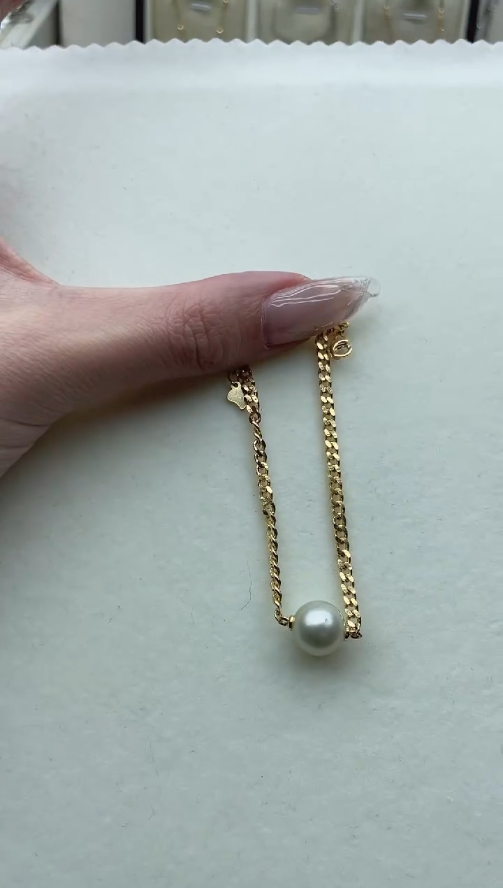 银S925镶嵌海水珍珠手链56